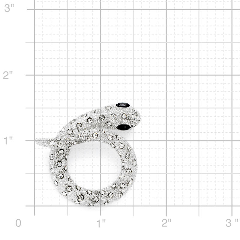 Crystal Silver Snake Pin Brooch