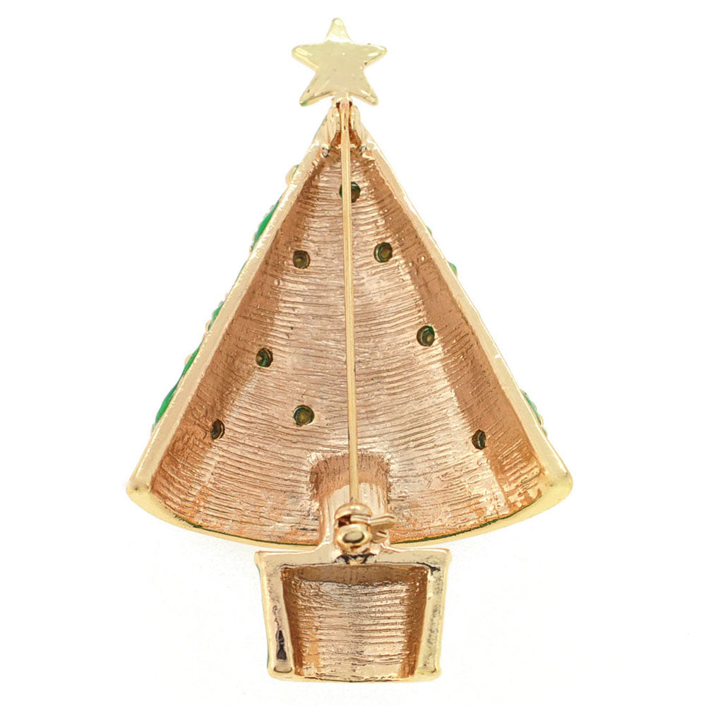Green Christmas Tree Crystal Pin Brooch