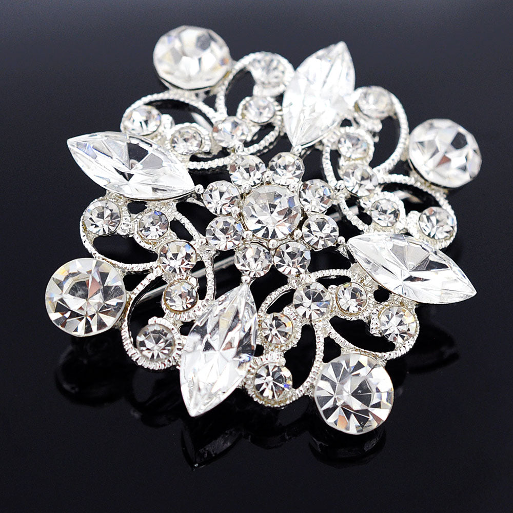 Crystal Flower Wedding Pin And Pendant