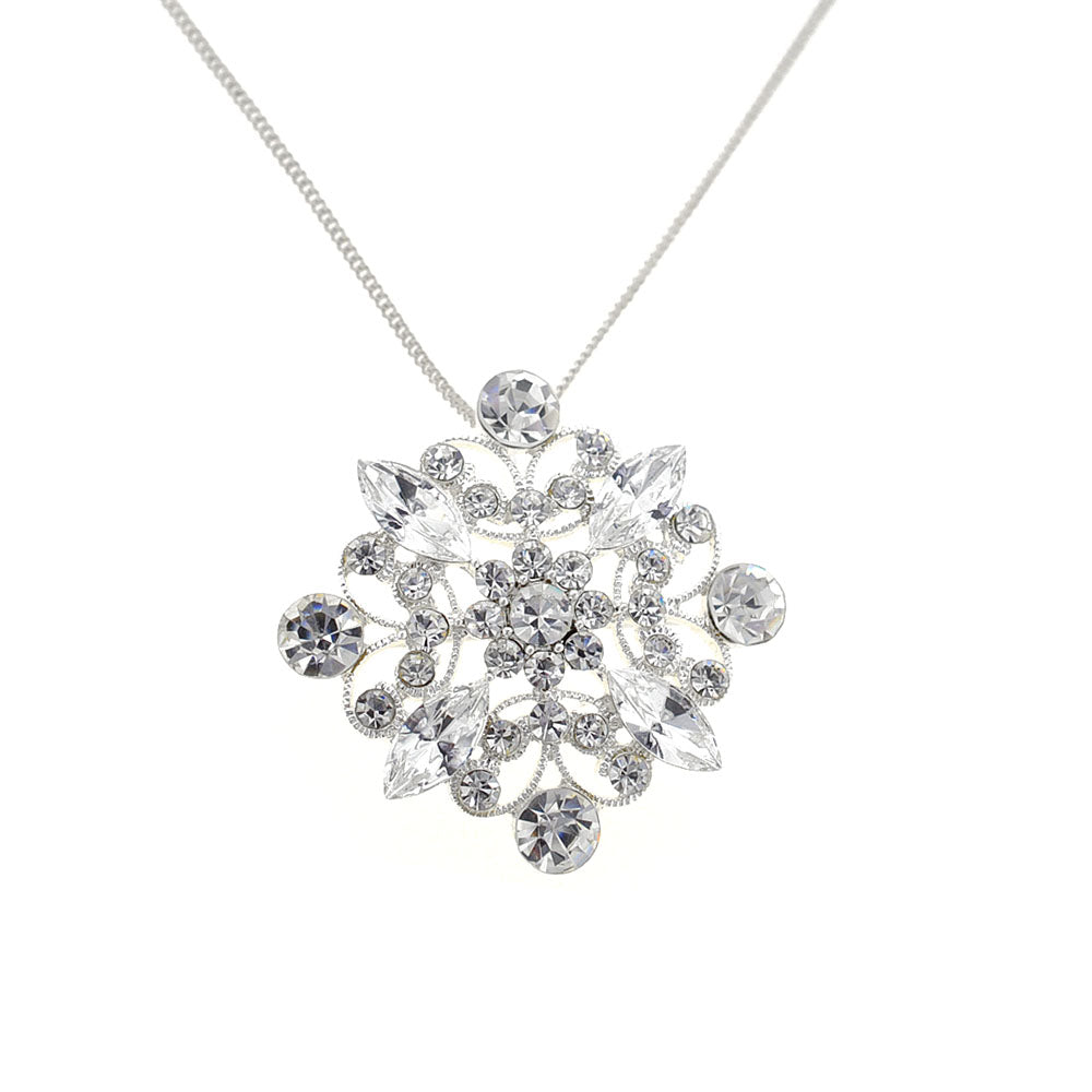 Crystal Flower Wedding Pin And Pendant