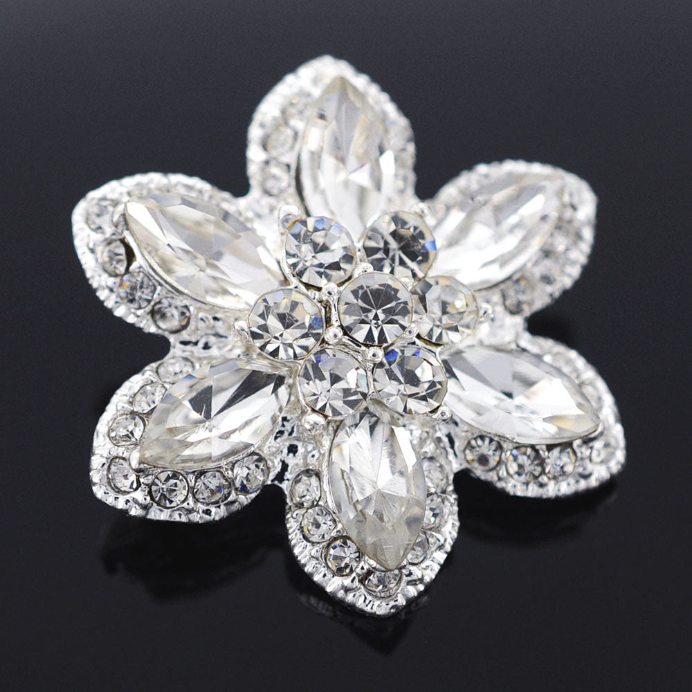 Crystal Flower Wedding Pin Brooch