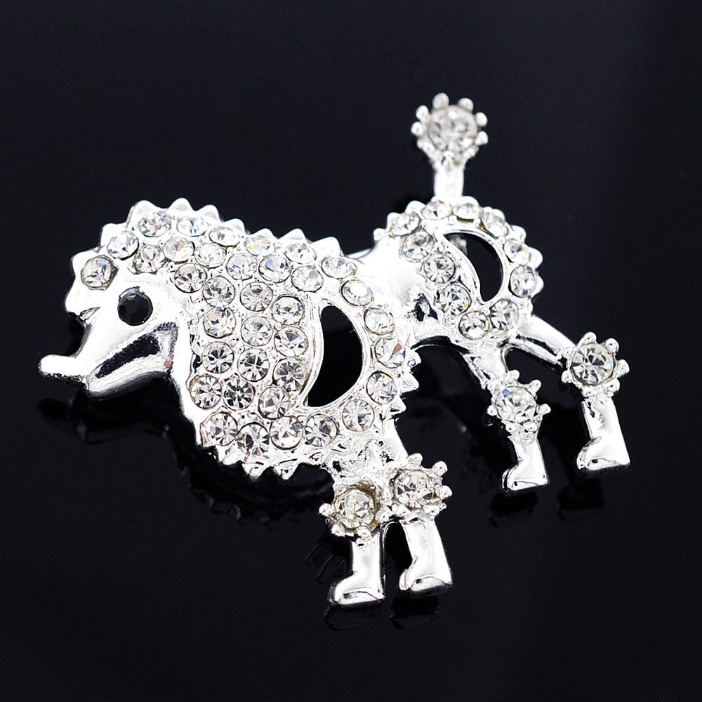 Crystal Poodle Dog Pin