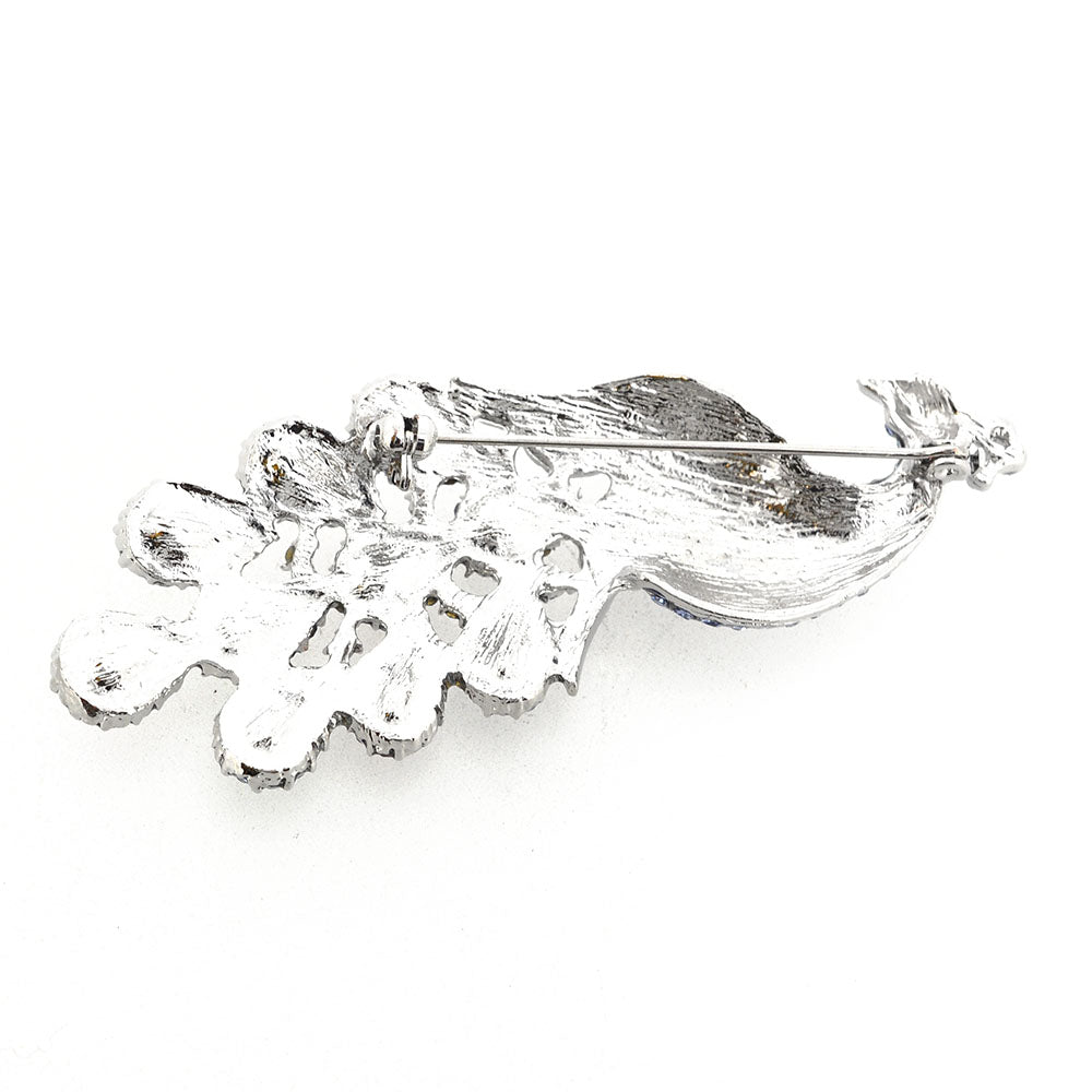Blue Gem Drop Peacock Crystal Pin Brooch