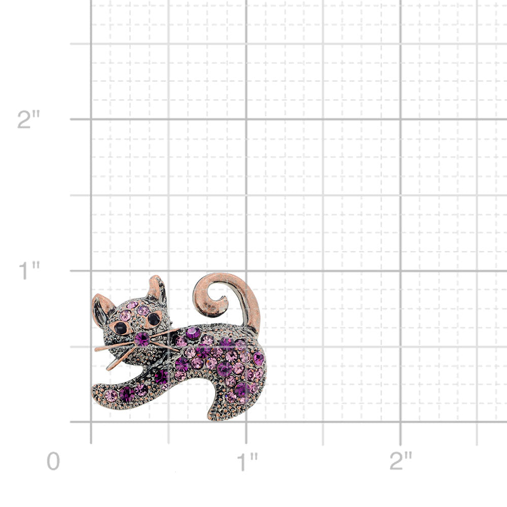 Purple Amethyst Cat Kitty Crystal Pin Brooch