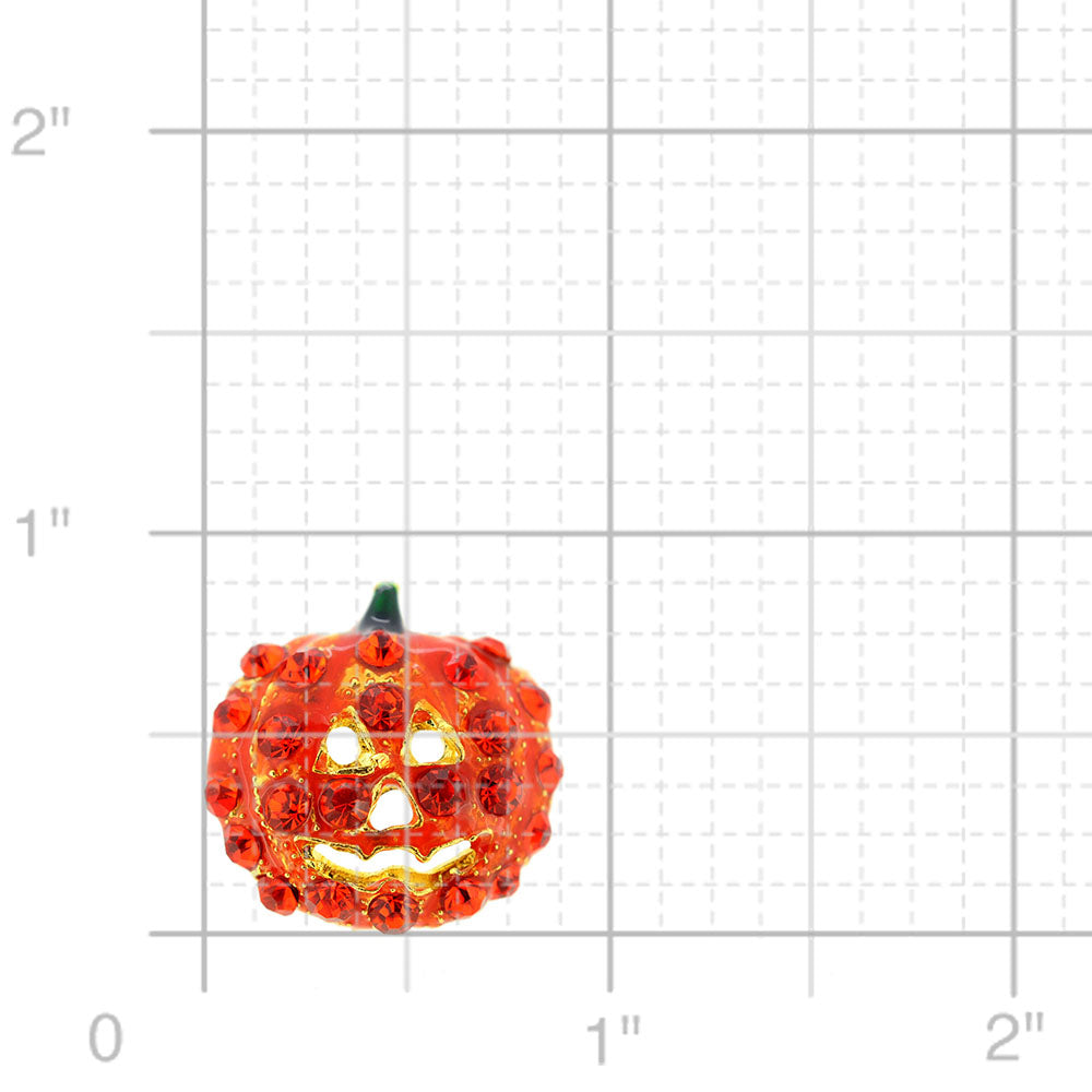 Orange Pumpkin Halloween Crystal Lapel Pin
