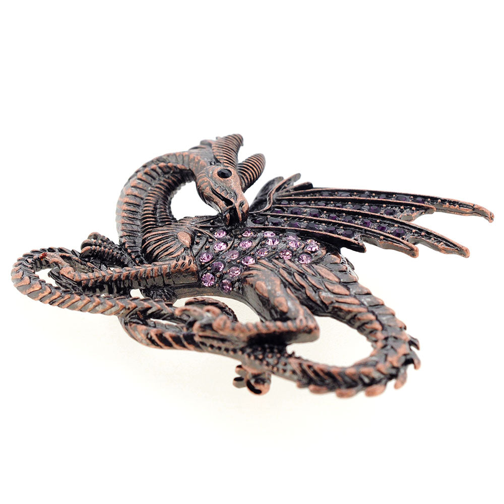 Purple Amethyst Dragon Crystal Pin Brooch
