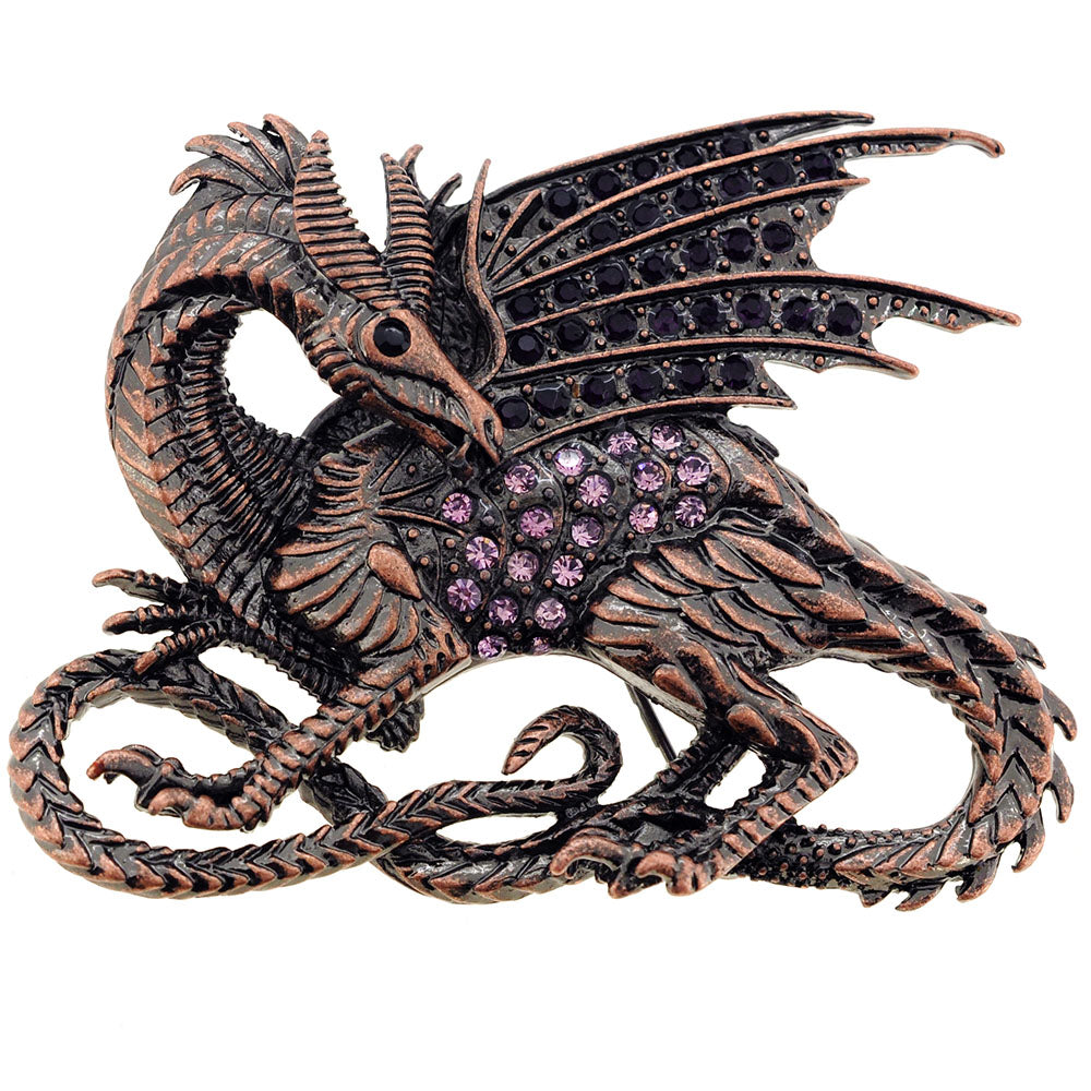 Purple Amethyst Dragon Crystal Pin Brooch