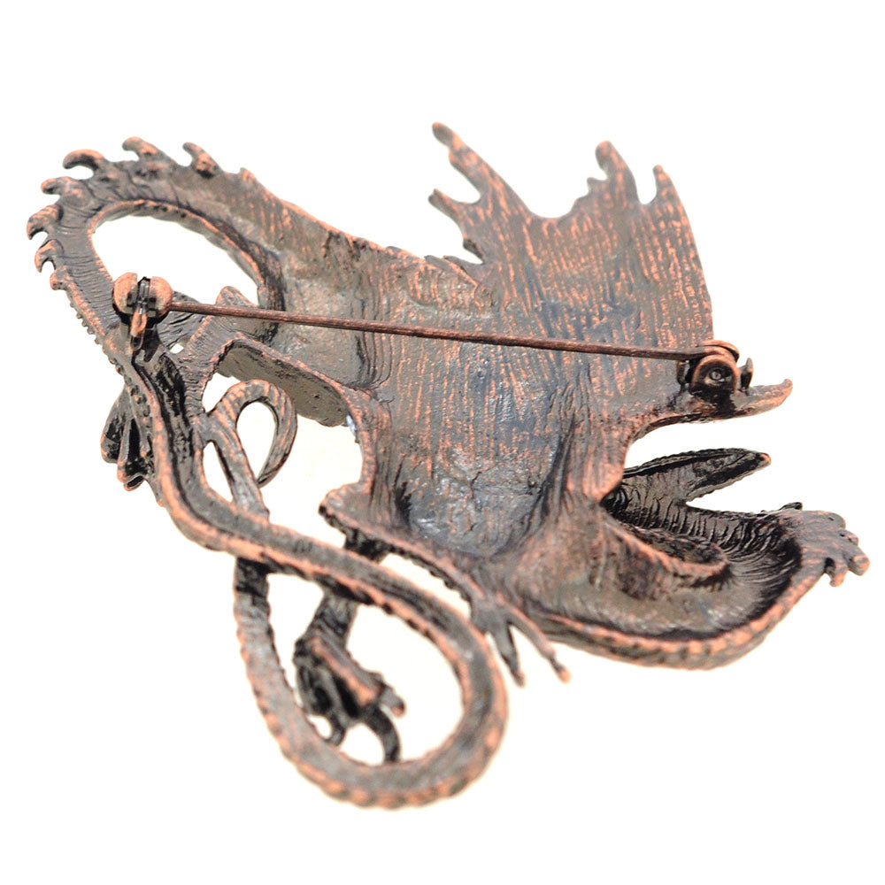 Blue Sapphire Dragon Crystal Pin Brooch