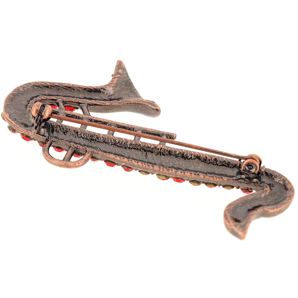 Ruby Red Saxophone Crystal Pin Pin Brooch