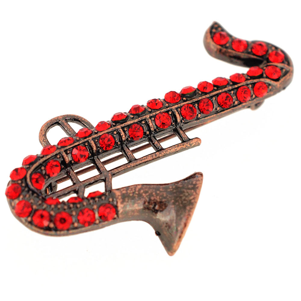 Ruby Red Saxophone Crystal Pin Pin Brooch
