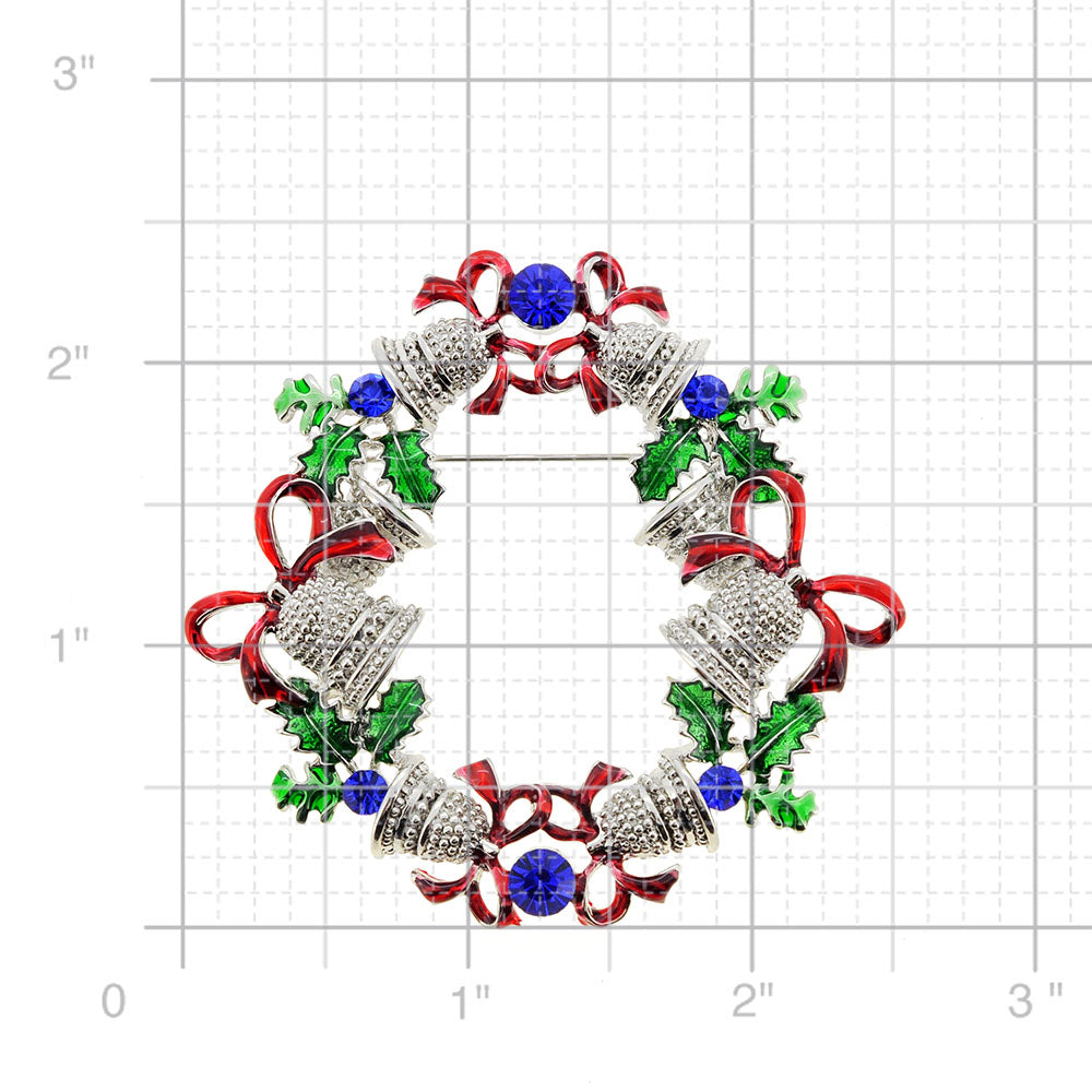 Christmas Bell Wreath Pin Brooch