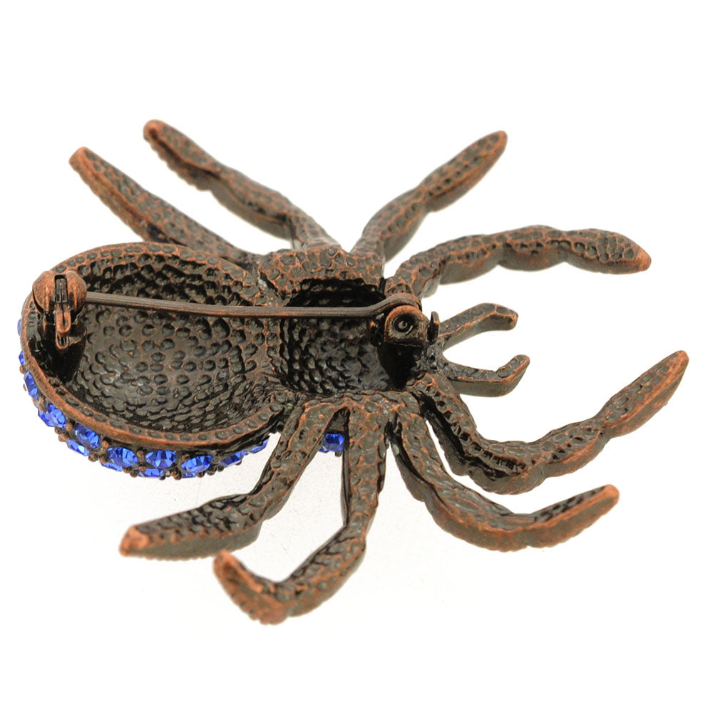 Blue Spider Crystal Pin Brooch