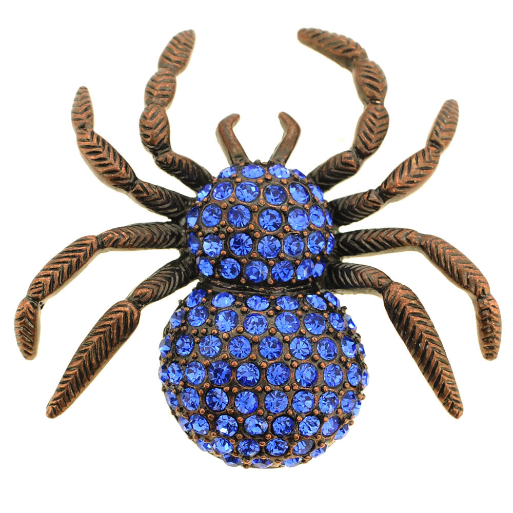 Blue Spider Crystal Pin Brooch