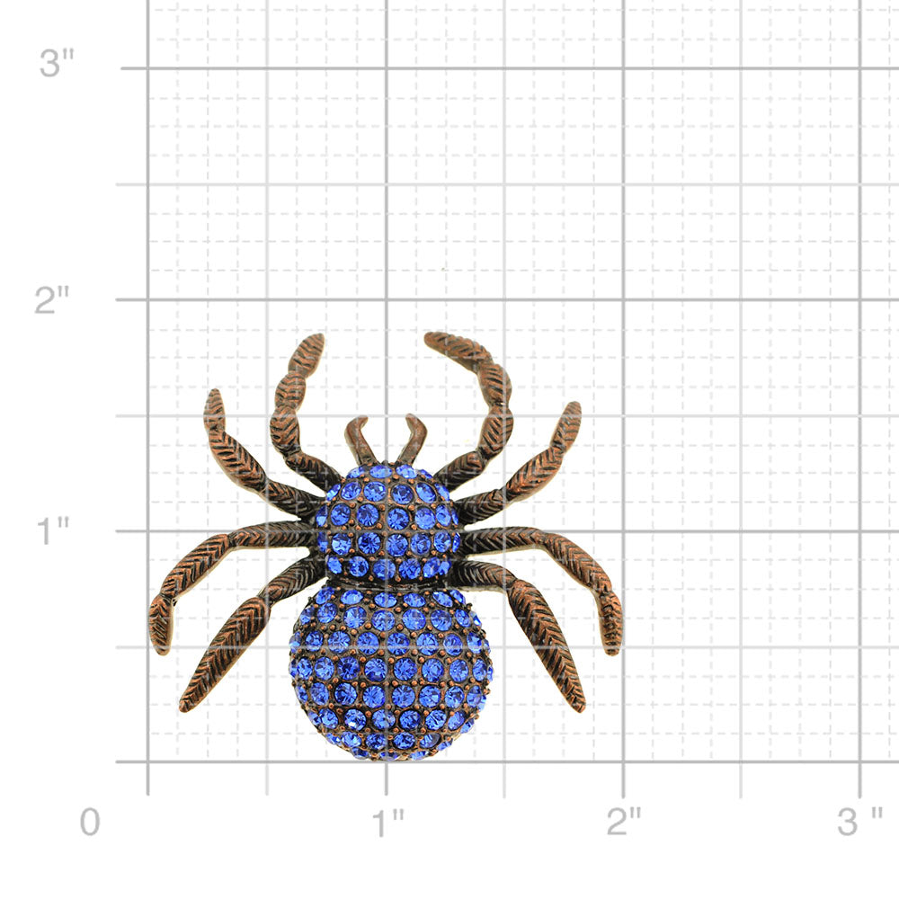 Blue Spider Crystal Pin Brooch
