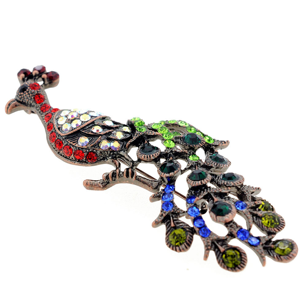 Multicolor Peacock Crystal Pin Brooch