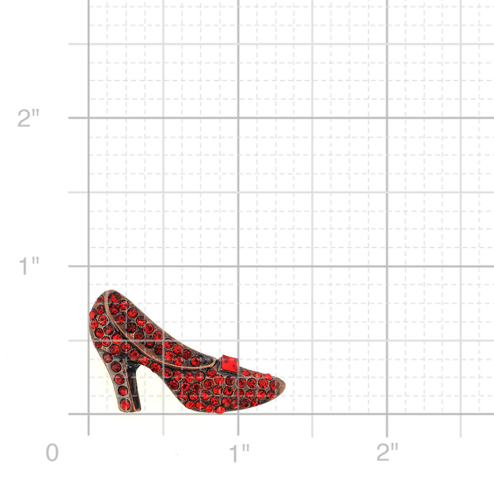Ruby Red High Heel Shoe Crystal Brooch Pin