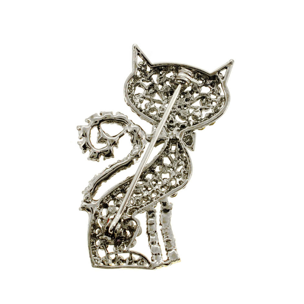 Purple Cat Kitty Crystal Pin Brooch