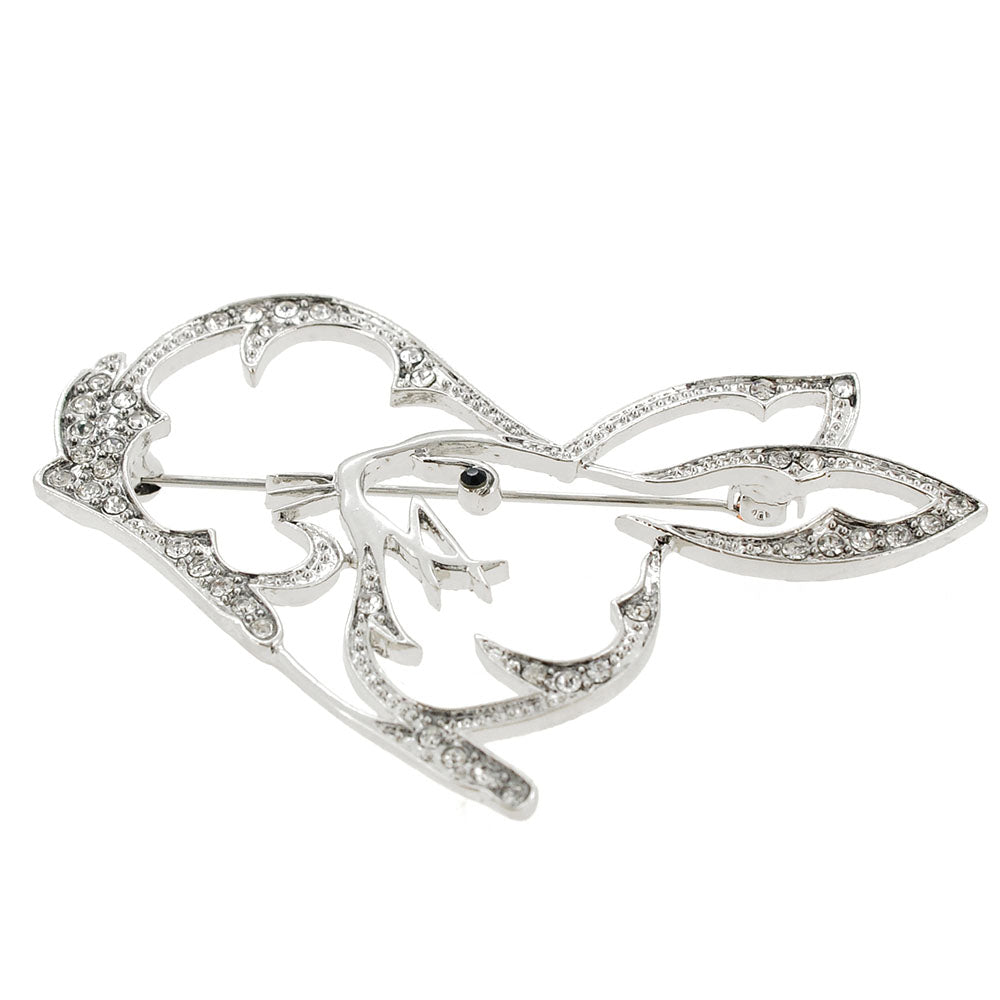 Silver Rabbit Easter Crystal Brooch Pin