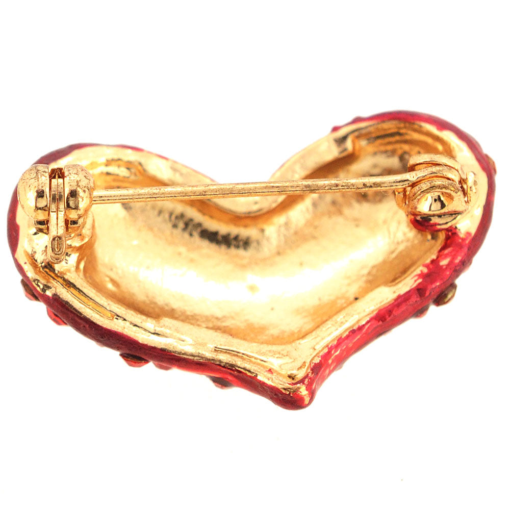 Red Heart Crystal Pin Brooch