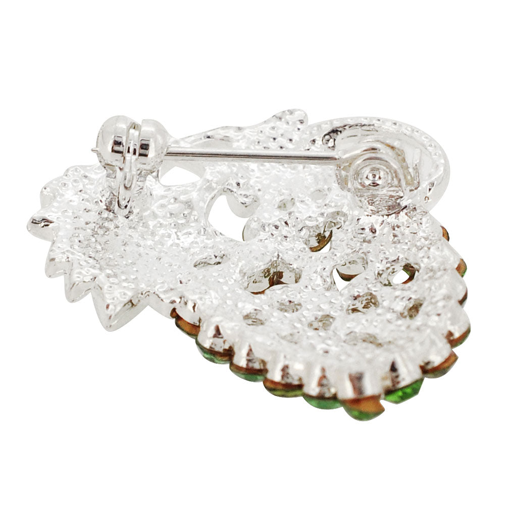 Multi Green Bunch of Grapes Crystal Pin Brooch