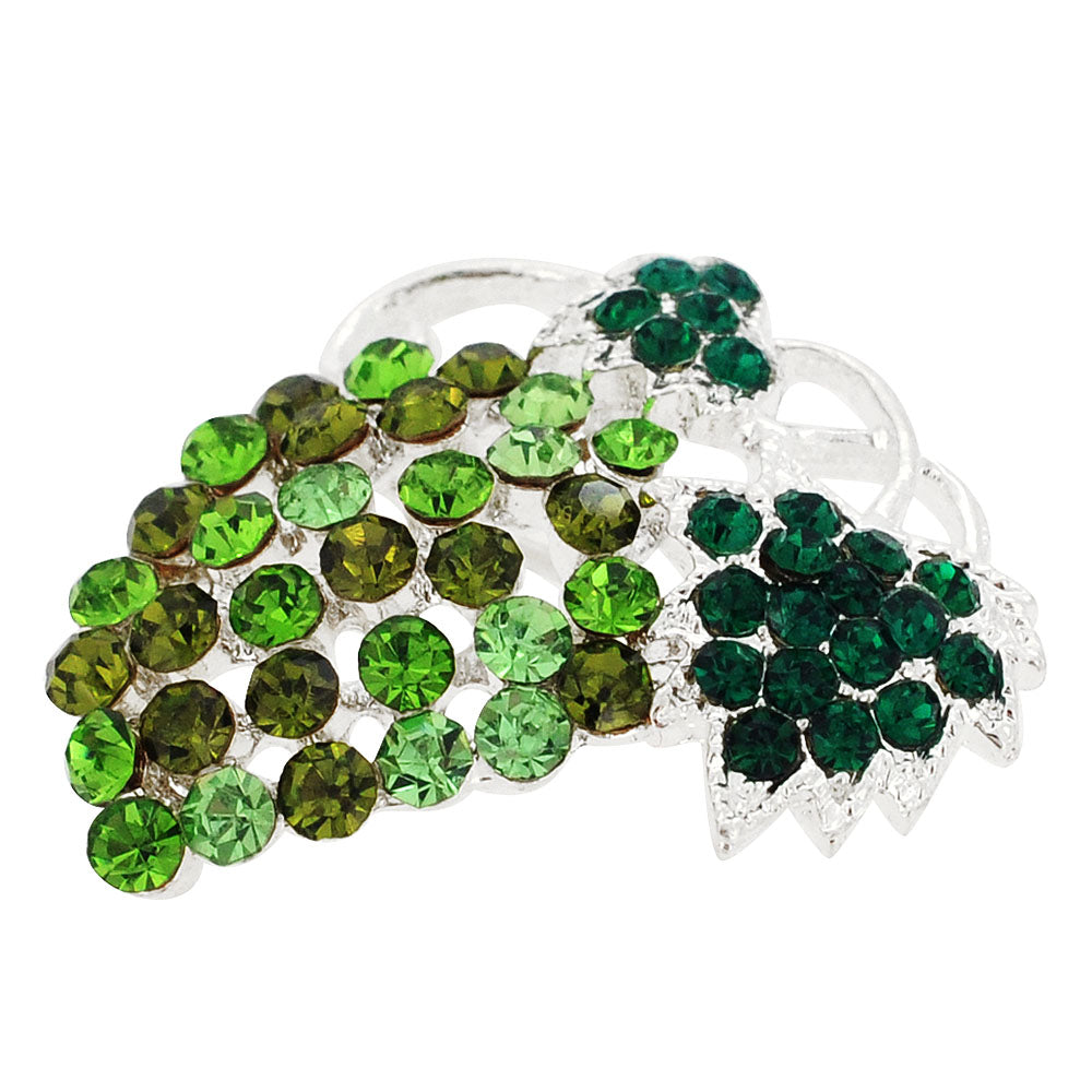Multi Green Bunch of Grapes Crystal Pin Brooch