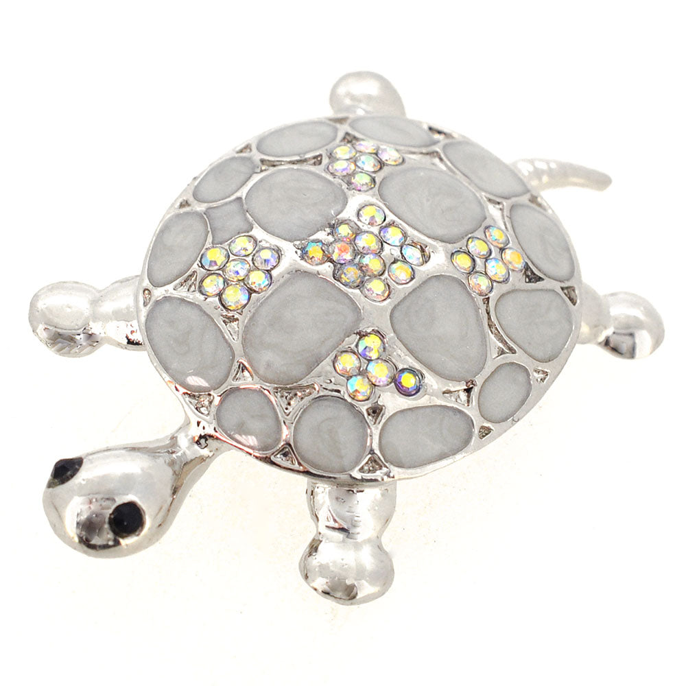 White Turtle Pin Brooch
