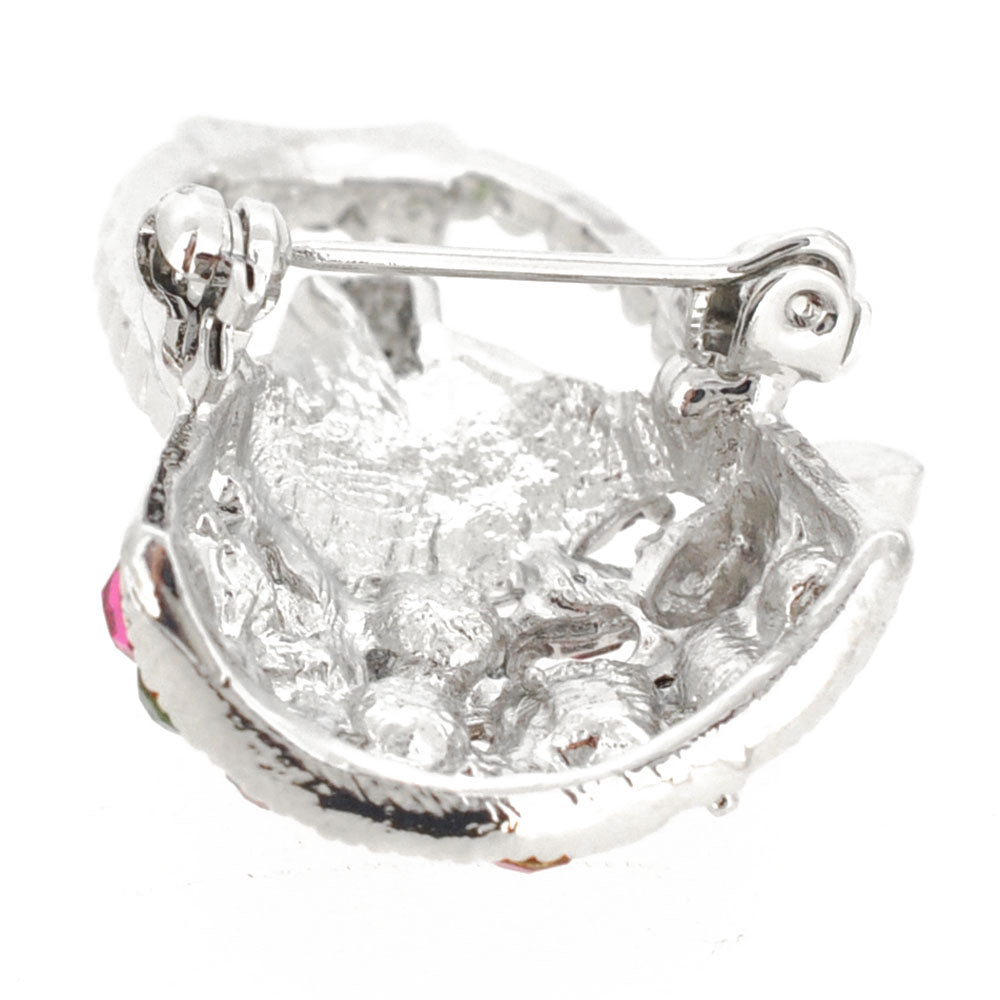 Multicolor Tea Kettle Crystal Pin Brooch