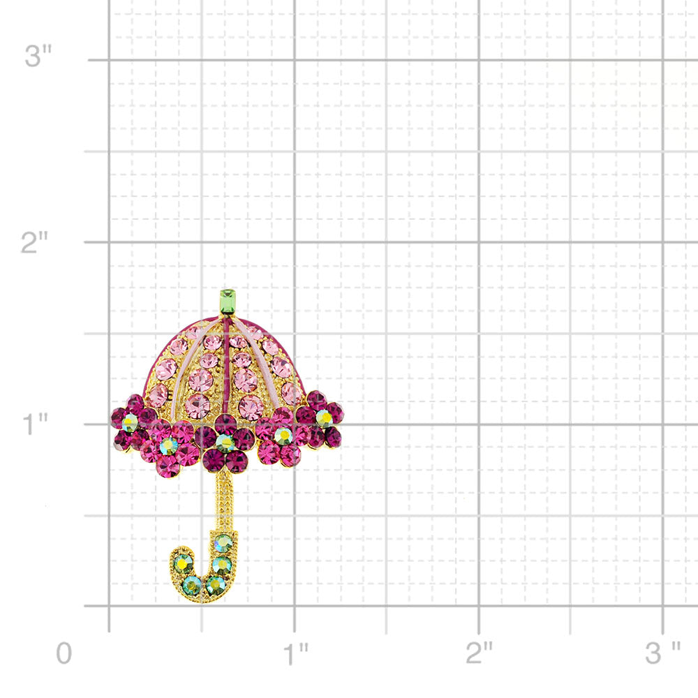 Pink Lady Umbrella Swarovski Crystal Pin Brooch