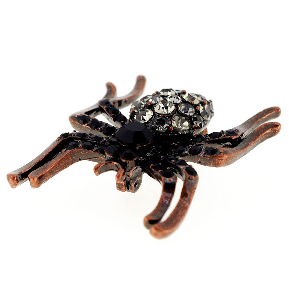 Vintage Style Black Spider Crystal Pin Brooch