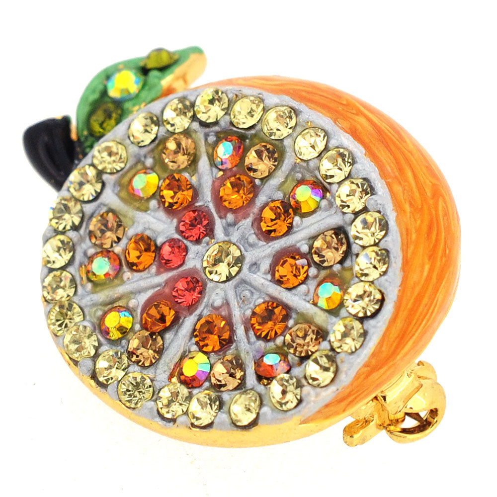 Orange Fruit Swarovski Crystal Pin Brooch