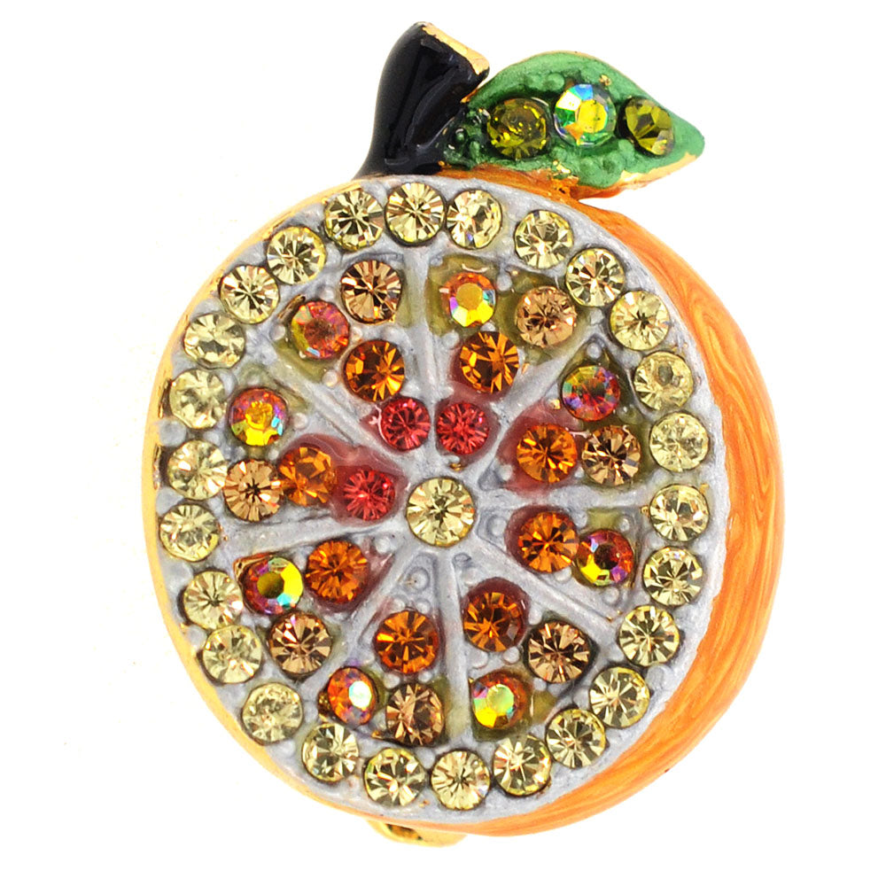 Orange Fruit Swarovski Crystal Pin Brooch