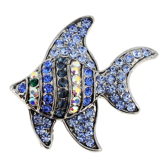Blue Angel Fish Swarovski Crystal Pin Brooch