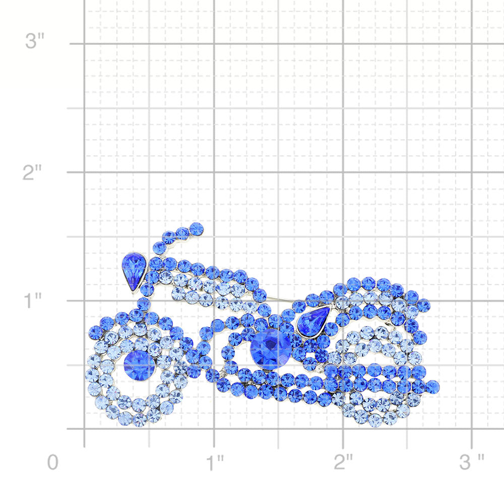 Sapphire Blue Motorcycle Crystal Pin Brooch