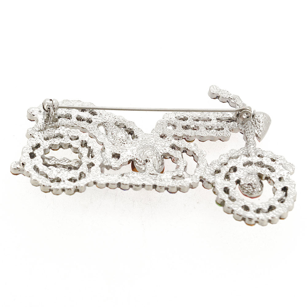 Multicolor Motorcycle Crystal Pin Brooch
