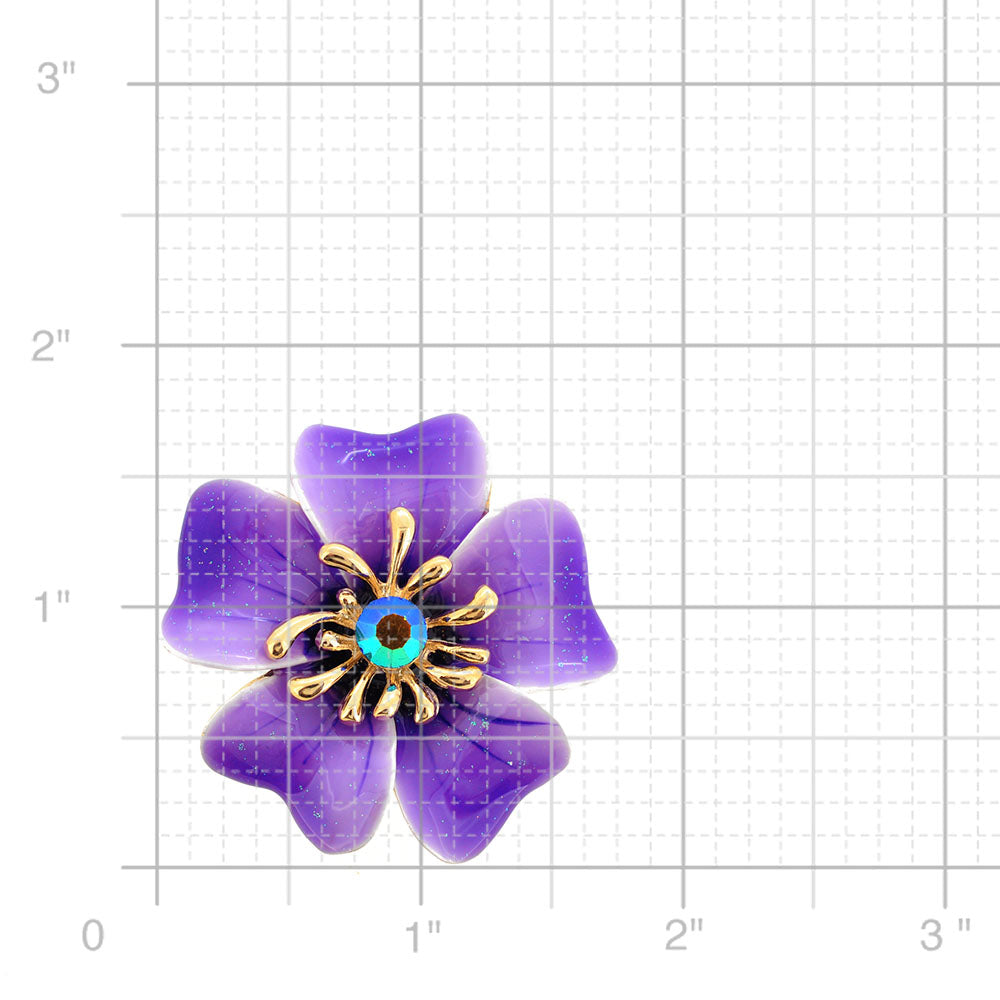 Purple Enamel Oleander Flower Brooch and Pendant