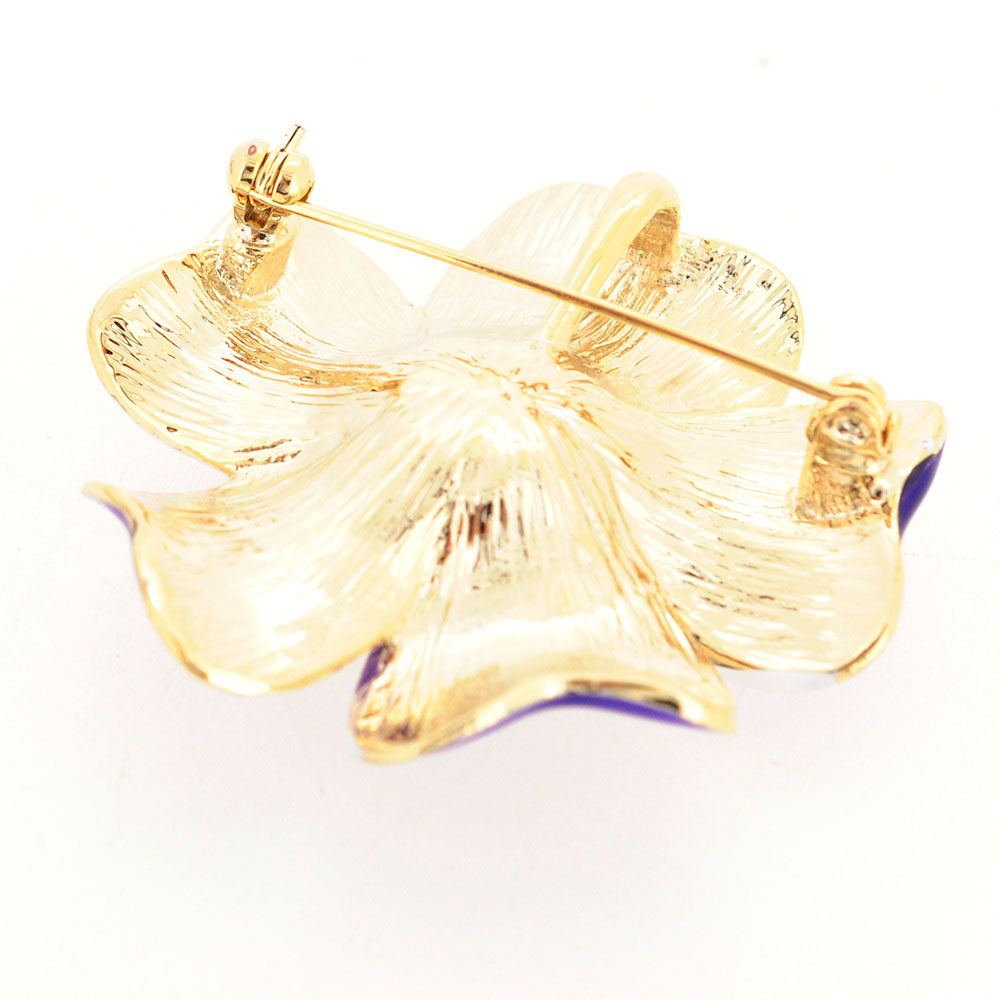 Purple Enamel Oleander Flower Brooch and Pendant