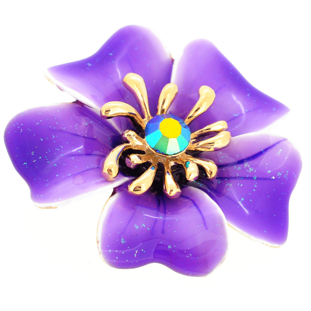 Purple Enamel Oleander Flower Brooch and Pendant