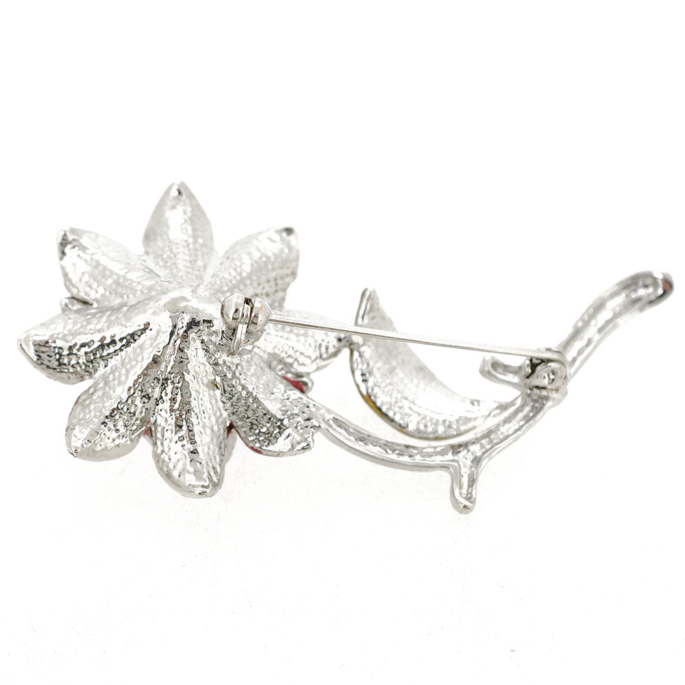 Pink Zinnia Flower Crystal Pin Brooch