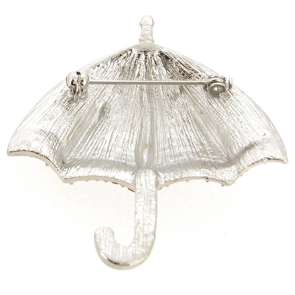 Pink Umbrella Crystal Pin Brooch