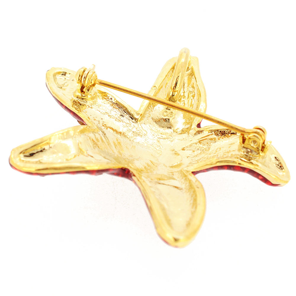 Ruby Red Starfish Swarovski Crystal Pin Brooch And Pendant