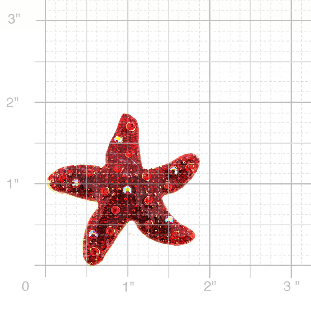 Ruby Red Starfish Swarovski Crystal Pin Brooch And Pendant