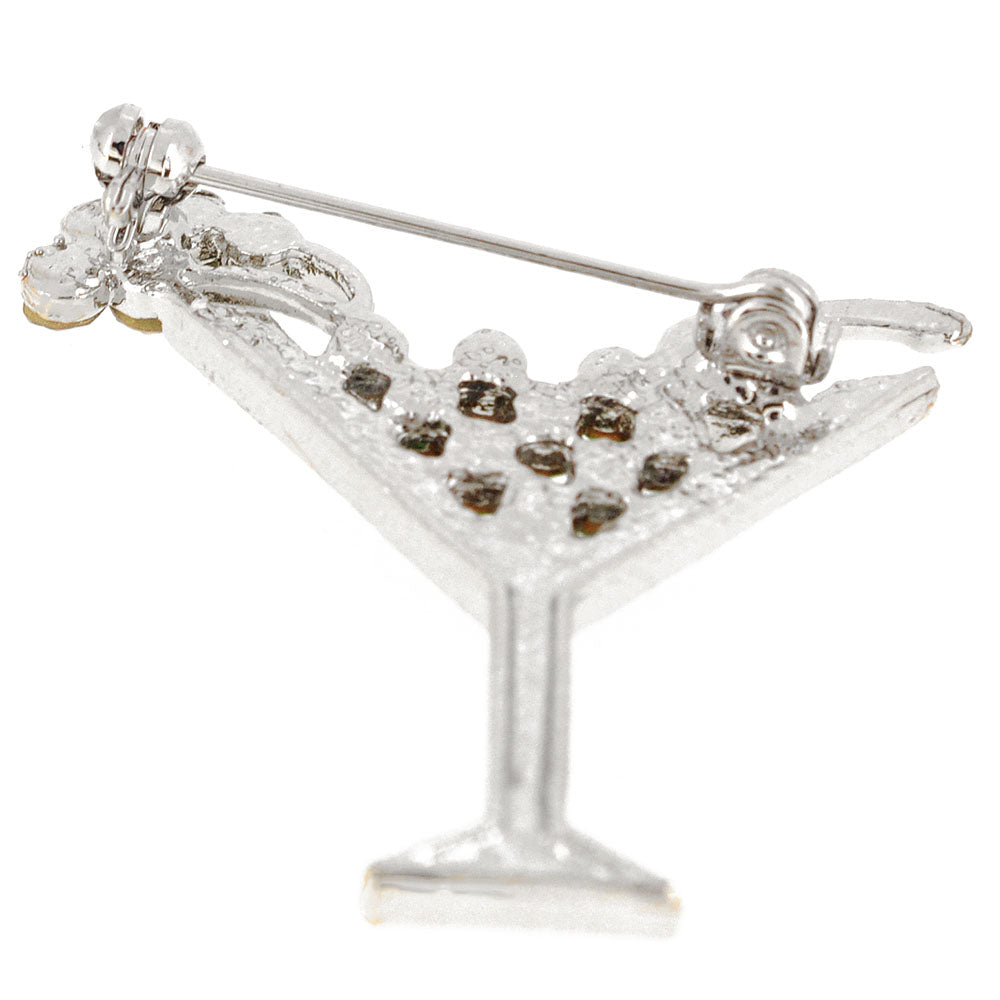 Green Martini Glass Crystal Pin Brooch