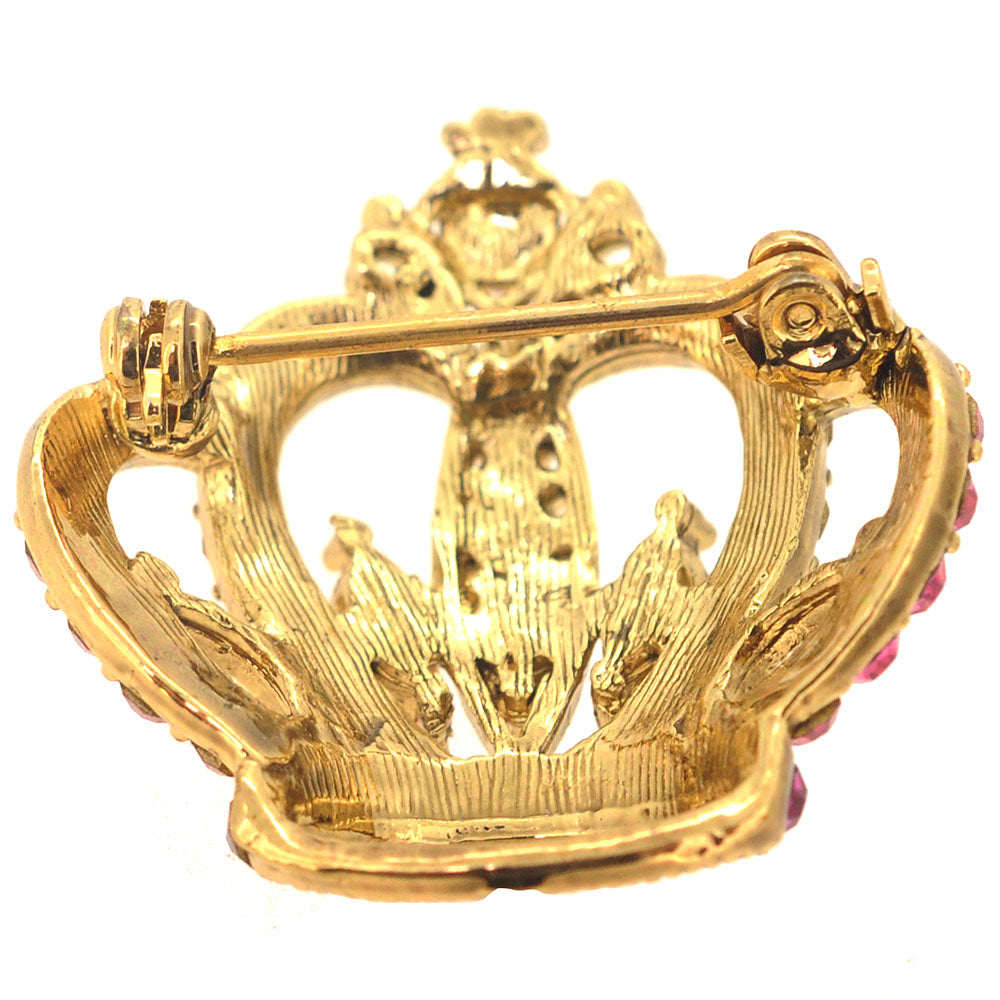 Pink Crystal Crown Pin Brooch