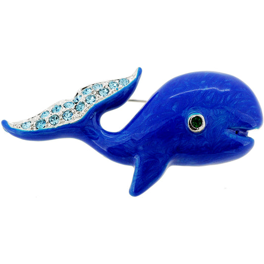 Blue Whale Crystal Pin Brooch