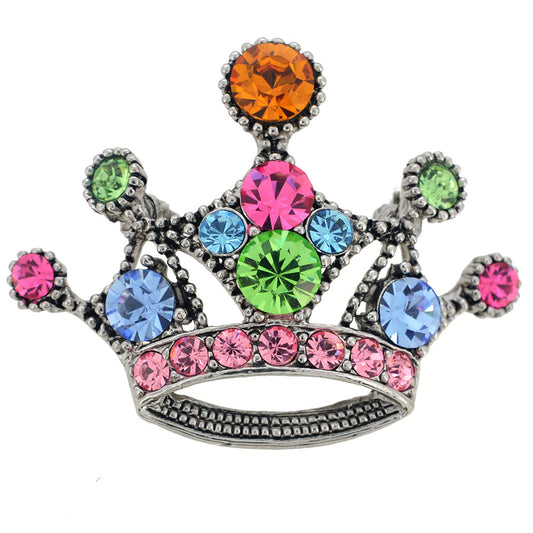 Multicolor Crown Brooch