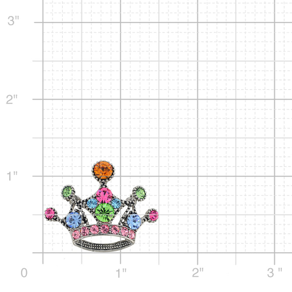 Multicolor Crown Brooch