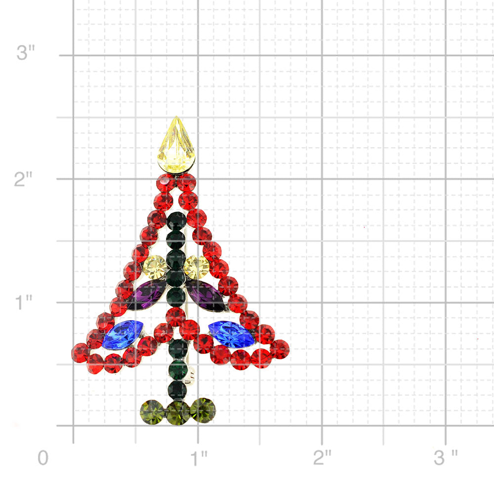 Multicolor Christmas Tree Crystal Pin Brooch