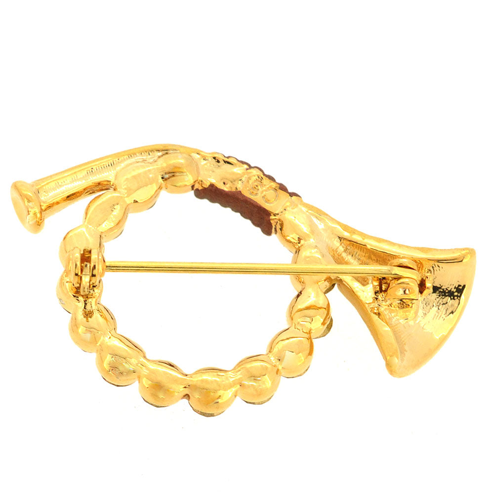 Brown Horn Swarovski Crystal Pin Brooch