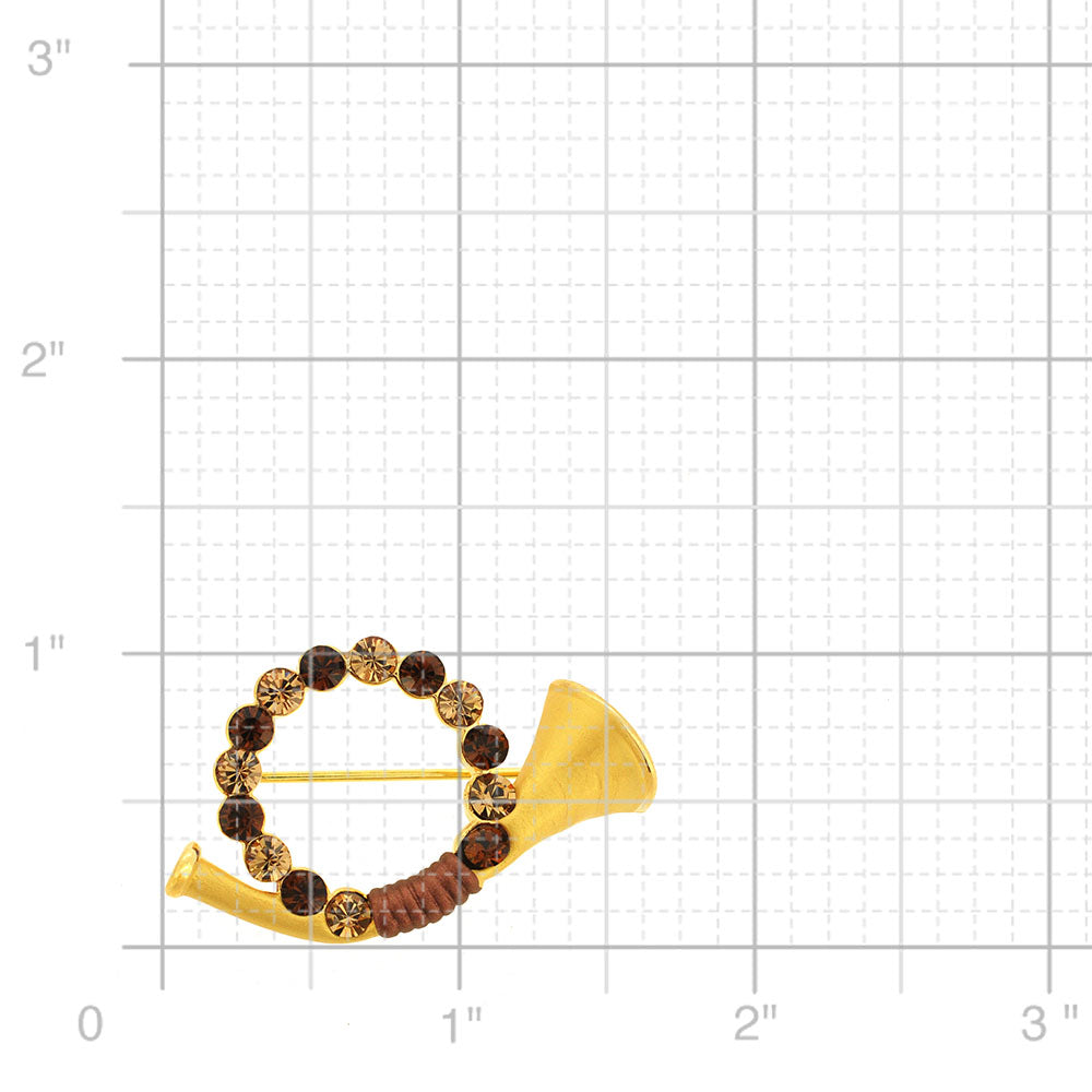 Brown Horn Swarovski Crystal Pin Brooch