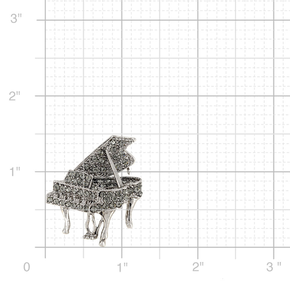 Shadow Black Piano Crystal Pin Brooch